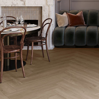 Invictus Maximus LVT Flooring in Divine Oak Cookie Herringbone