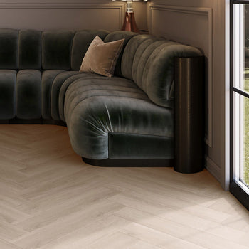 Invictus Maximus LVT Flooring in Divine Oak Pure Herringbone