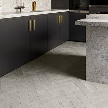 Invictus Maximus LVT Flooring in Groovy Granite Shadow Stone Tile Effect Parquet