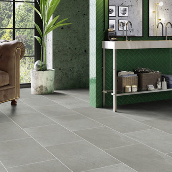 Invictus Maximus LVT Flooring in Groovy Granite Shadow Stone Tile Effect With Grout Strips