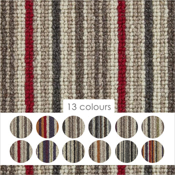 Kingsmead Kaleidoscope Stripe 100% Wool Loop Carpet